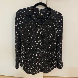 Kate Moss x Equipment star print slim signature silk blouse xs
